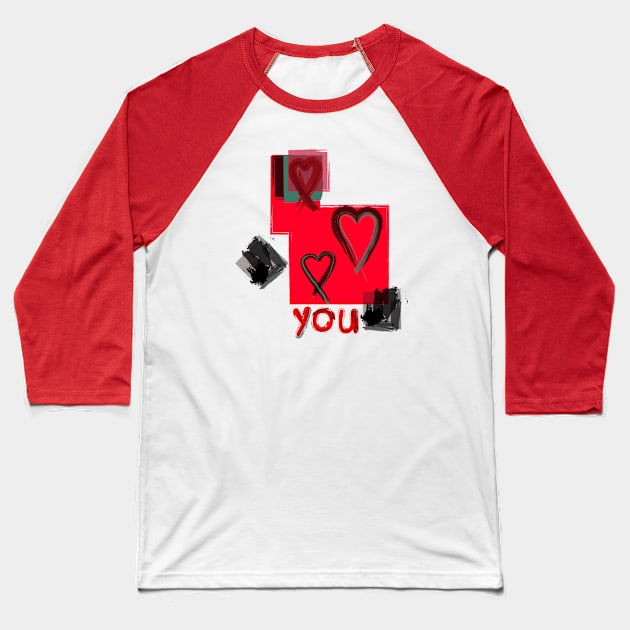 "Heart On You" Print - Red Combo Baseball T-Shirt by Nicky Brendon